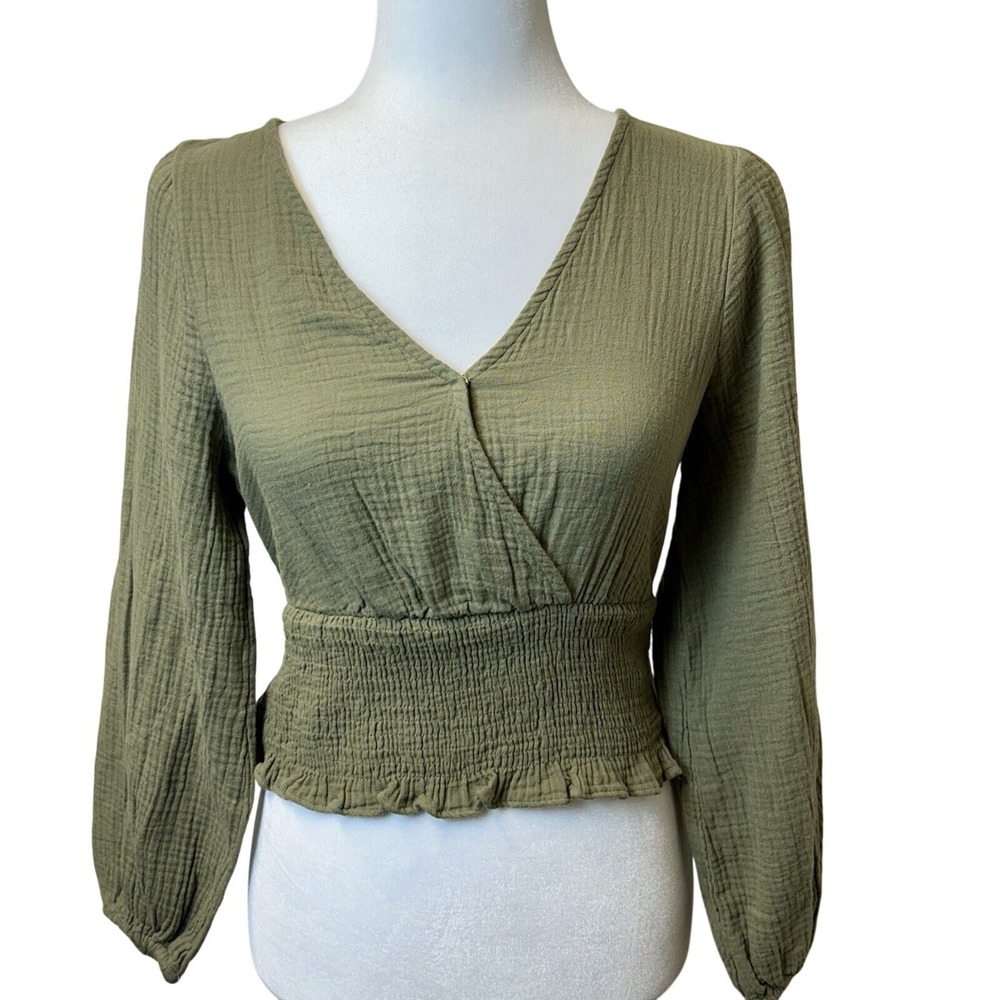New Madewell Lightspun Julianne Smock Waist Top Size Small Distant Surplus NH014